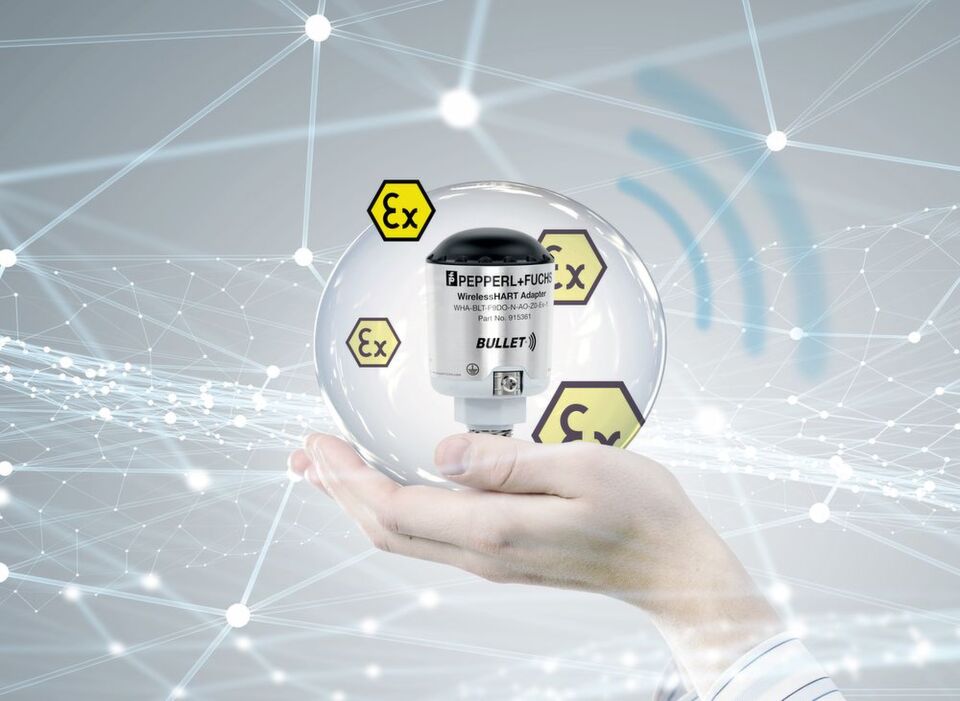 The WirelessHart adapter “Bullet” features a flameproof Ex d enclosure and is suitable for use in explosion-hazardous areas up to Zone 1. The WirelessHart adapter “Bullet” features a flameproof Ex d enclosure and is suitable for use in explosion-hazardous areas up to Zone 1.