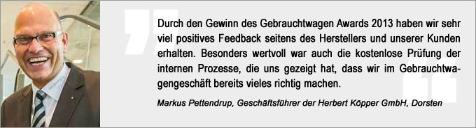 Statement Markus Pettendrup Pettendrup, Gebrauchtwagen Award, Gebrauchtwagen Praxis