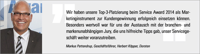 Statement Markus Pettendrup Service Award, kfz-betrieb, Markus Pettendrup
