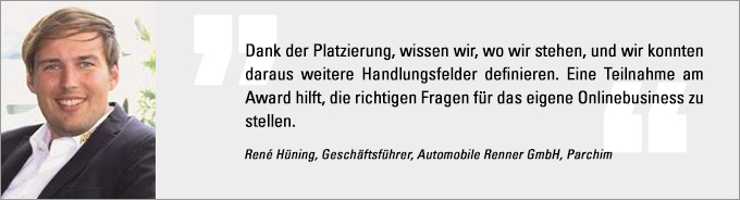 Statement René Huening René Hüning, Internet Sales Award