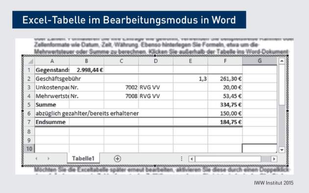Effektives Arbeiten Entlastende Rechenhilfe Im Schriftsatz Word Und Excel Als Team